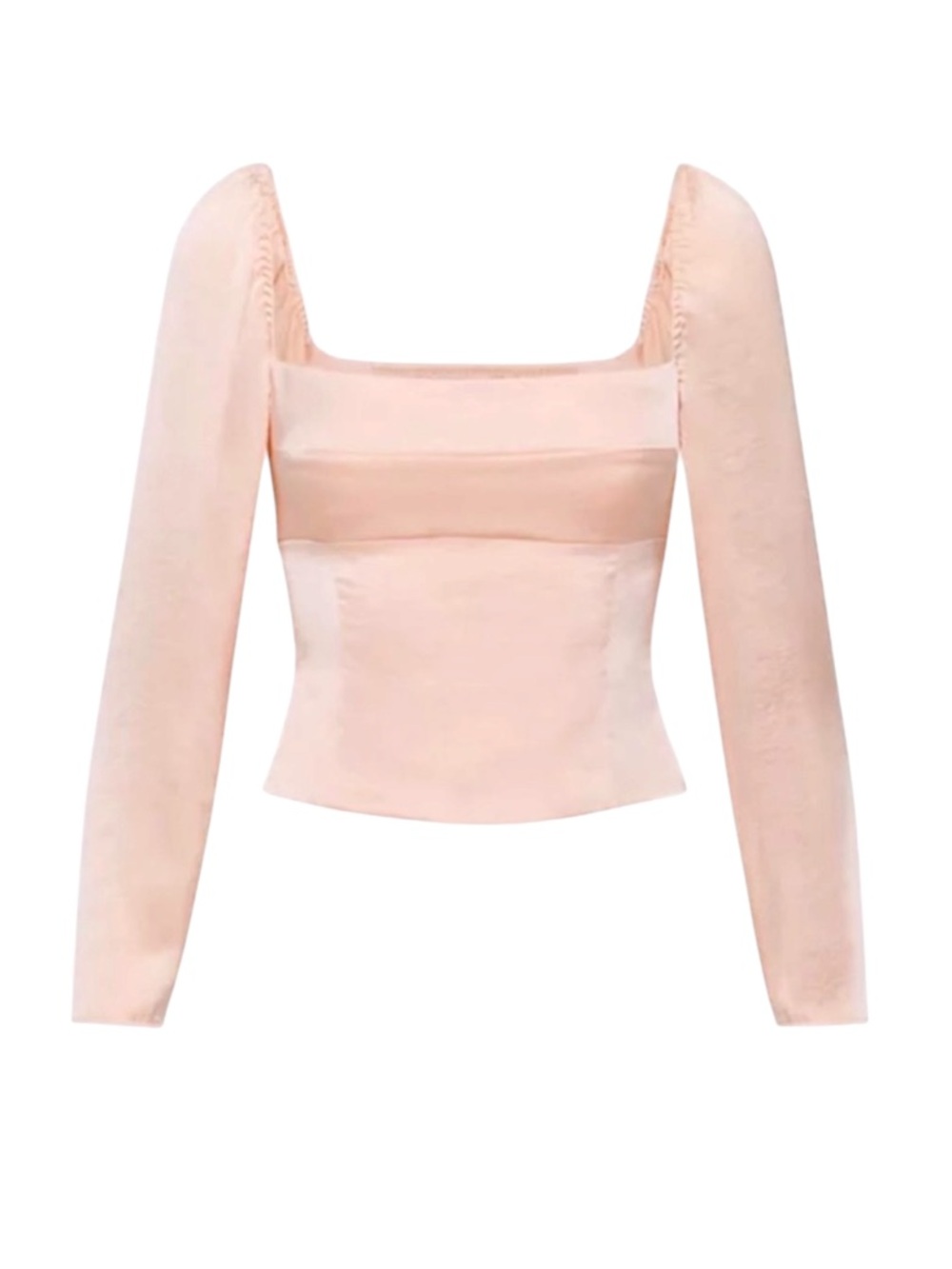 Aritzia Wilfred Coral Blush Cropped Long Sleeve Bustier Blouse Size XS